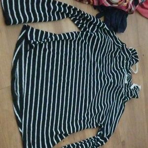 Heart & Hips Black and White Hooded Shirt